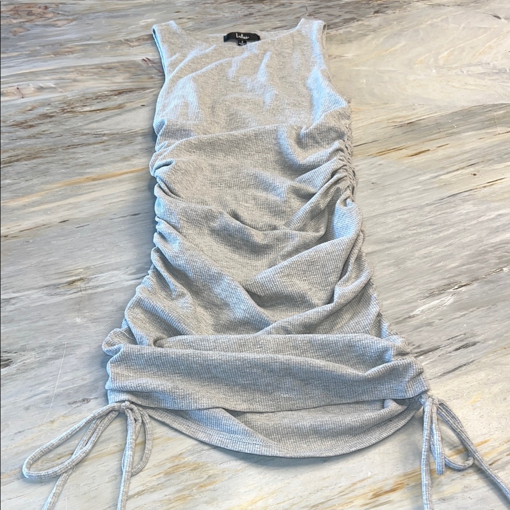 Lulu's Heather Gray Ribbed Mini Dress Size Small